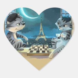 Paris på Nattens klassiska hjärttankar Hjärtformat Klistermärke