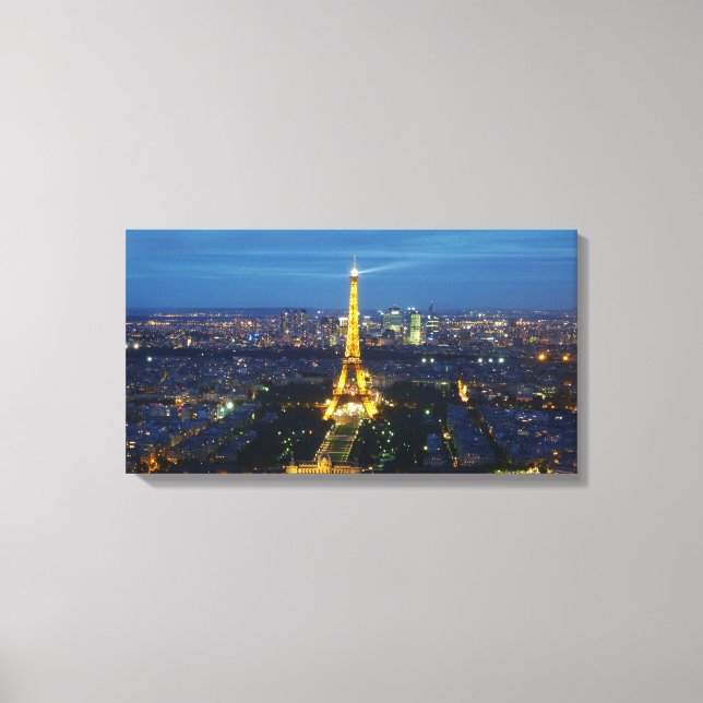 Paris på Nattflyg Panorama Print Canvas (Framsida)