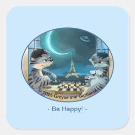 Paris på Natttorget Stickers - Lycklig Fyrkantigt Klistermärke