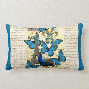 Paris, påfågel och fjärilar lumbarkudde