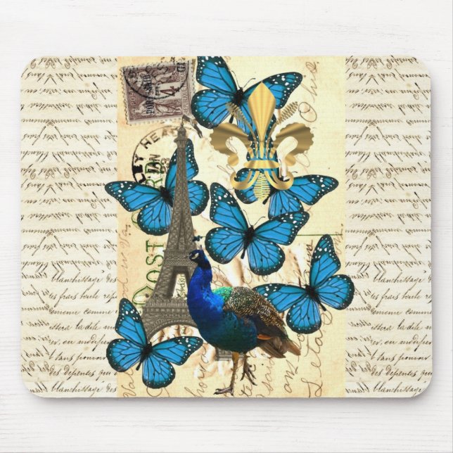 Paris, påk och fjärilar musmatta (Framsidan)