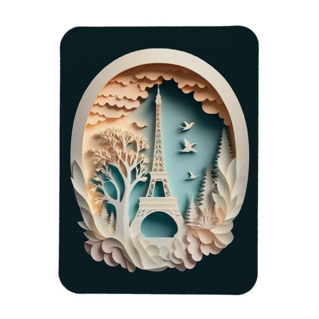 Paris Papercut Stil Flexible Photo Magnet (Vertikal)