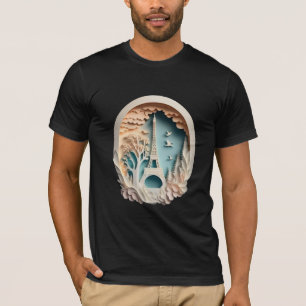 Paris Papercut Stil Manar Black-shirt T Shirt
