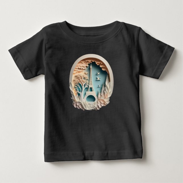 Paris Papercut Stil T Shirt (Framsida)