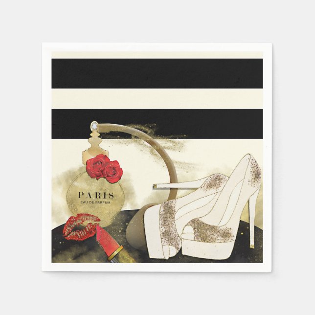 Paris Parfum Parfym Ro Heels & Lipstick Pappersservett (Framsidan)