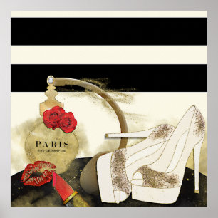 Paris Parfum Parfym Rosor Klackar & Läppstift Poster