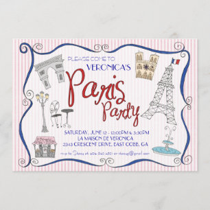 Paris partyinbjudan inbjudningar