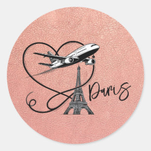 Paris pass ro Guld Runt Klistermärke