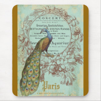 Paris Peacock, Paris Inspired Mouse Pad Musmatta