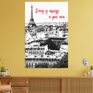 Paris Photo Decor in Black and White med citat Canvastryck