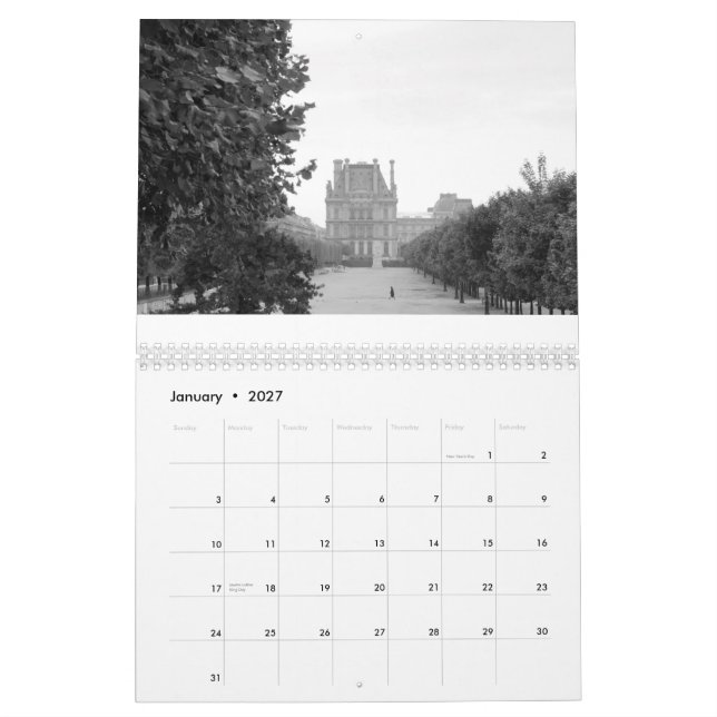 Paris - platser av staden kalender (Jan 2027)