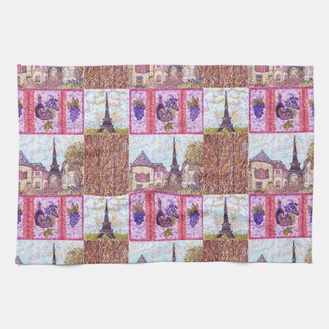 Paris Pointillism Eiffel Torn Kitchen Towel Kökshandduk (Horisontell)