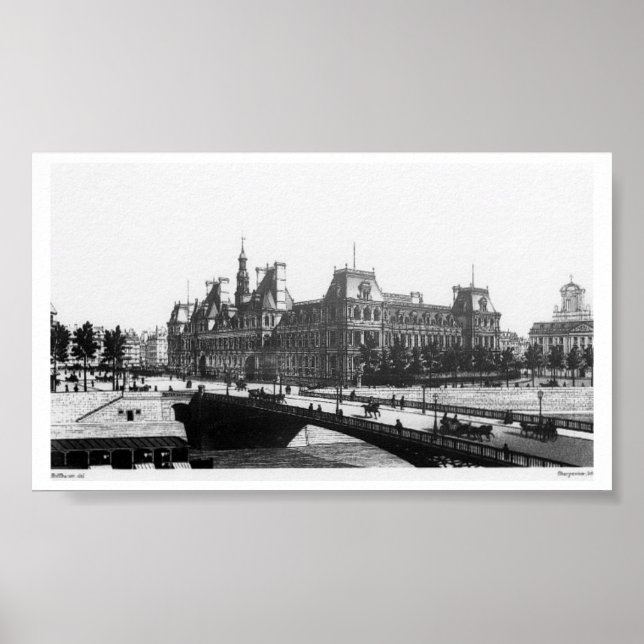 Paris Pont Bridge - Vintage Poster (Framsidan)