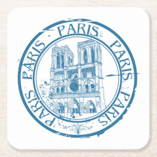 Paris Postage Cancelation Frimärke Underlägg Papper Kvadrat