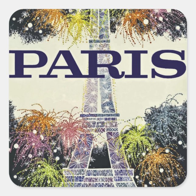 Paris:Poster Sticker Fyrkantigt Klistermärke (Framsida)