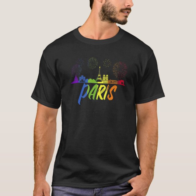 Paris Pride Skyline Pride Parad Paris T Shirt (Framsida)