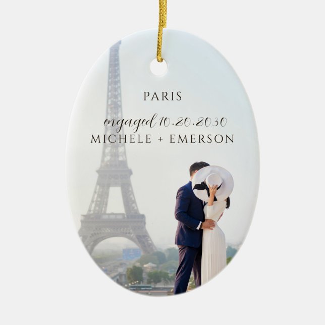 Paris Proposal Engagement Photo keepsake Julgransprydnad Keramik (Framsidan)