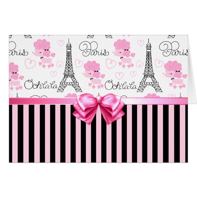 Paris pudlar hälsningskort (Framsidan Horizontal)