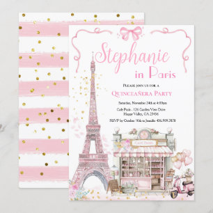 Paris Quinceañera Birthday Aeftermiddag Tea Party Inbjudningar