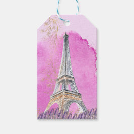 Paris Quinceanera Eiffel Torn Rosa Tack Presentetikett