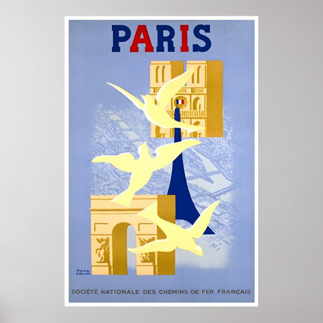 Paris resematerial affisch fransk konst Paul Colin (Framsidan)
