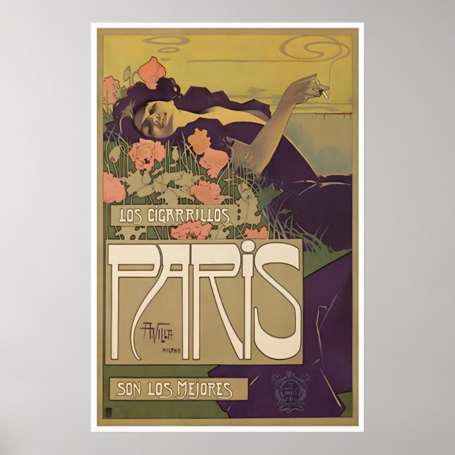 Paris Reseskylt Fransk Dekor Frankrike Tryck (Framsidan)