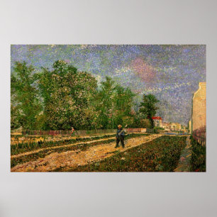 Paris Road med bonde av Vincent van Gogh Poster