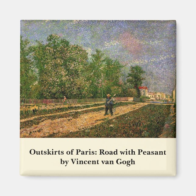 Paris Road med Peasant av Vincent van Gogh Magnet (Framsidan)