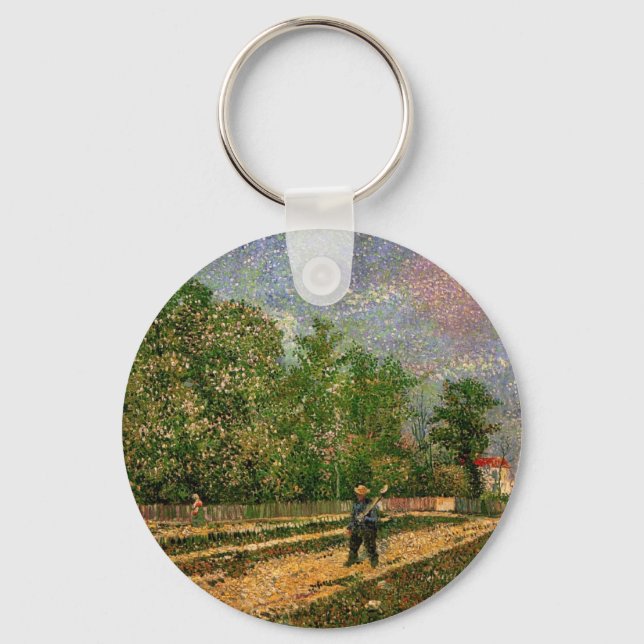 Paris Road med Peasant av Vincent van Gogh Nyckelring (Framsida)
