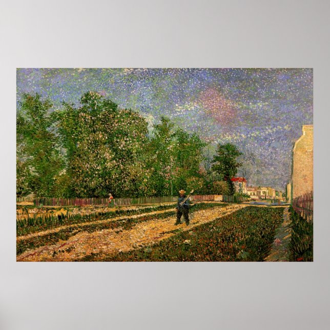 Paris Road med Peasant av Vincent van Gogh Poster (Framsidan)