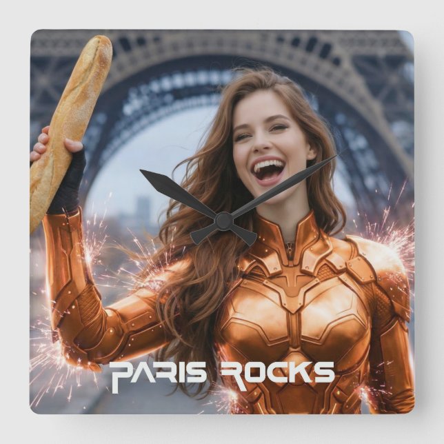 PARIS ROCKS FYRKANTIG KLOCKA (Framsida)