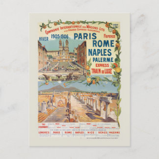 Paris Rom Neapel Vintage affisch 1905 Vykort