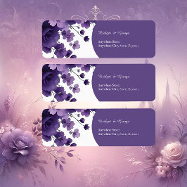 Paris Romantik: Lila Blommigt Eiffel Torn Bröllop Returadress Etikett