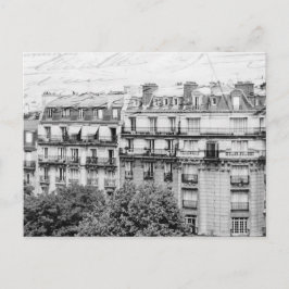 Paris RoOfops in Black and White Vykort