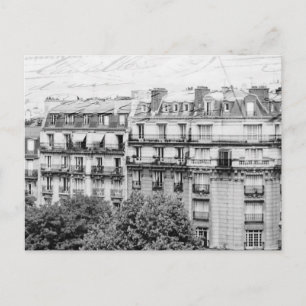 Paris RoOfops in Black and White Vykort