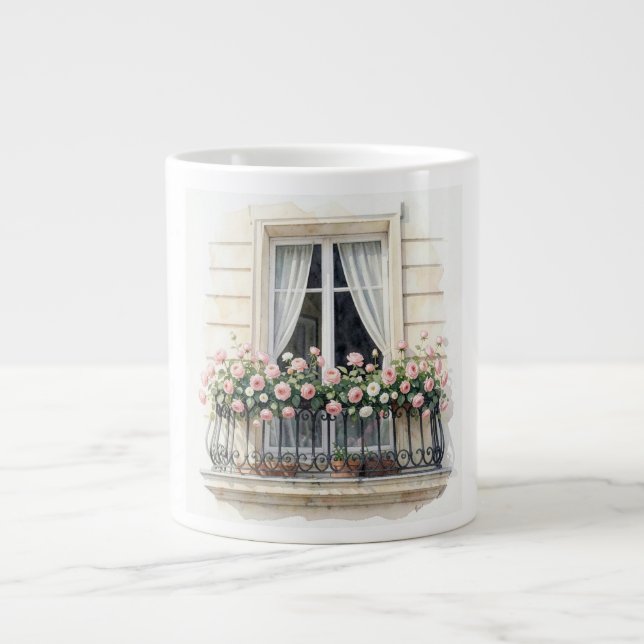 Paris Ros Balkong Akvarell  Jumbo Mugg (Framsidan)