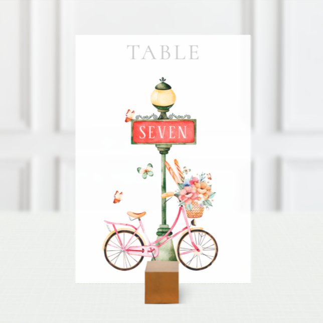 Paris Rosa Bicycle Watercolor Bordsnummer (Skapare uppladdad)