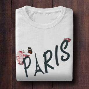 Paris rosa daisy Blommor och fjäril T Shirt