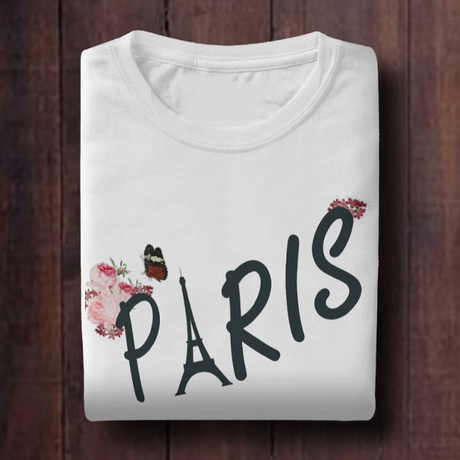 Paris rosa daisy Blommor och fjäril T Shirt (Skapare uppladdad)
