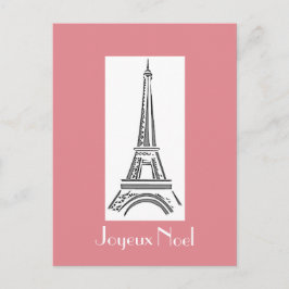 Paris Rosa Eiffel Torn Fransk julvykort Helg Vykort