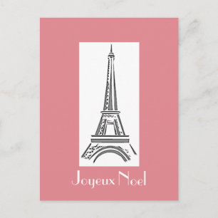 Paris Rosa Eiffel Torn Fransk julvykort Helg Vykort