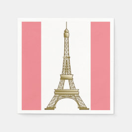 Paris Rosa Eiffel Torn Pappra Napkins Pappersservett
