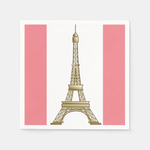Paris Rosa Eiffel Torn Pappra Napkins Pappersservett