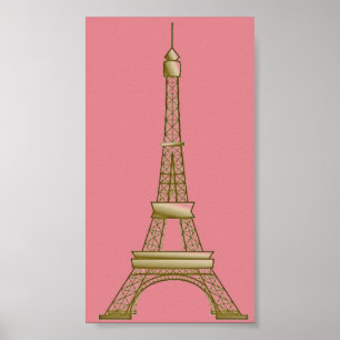 Paris Rosa & Guld Eiffel Torn Poster