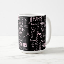 Paris rosa och svart kaffemugg