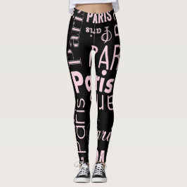 Paris rosa och svart paris leggings