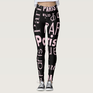 Paris rosa och svart paris  leggings