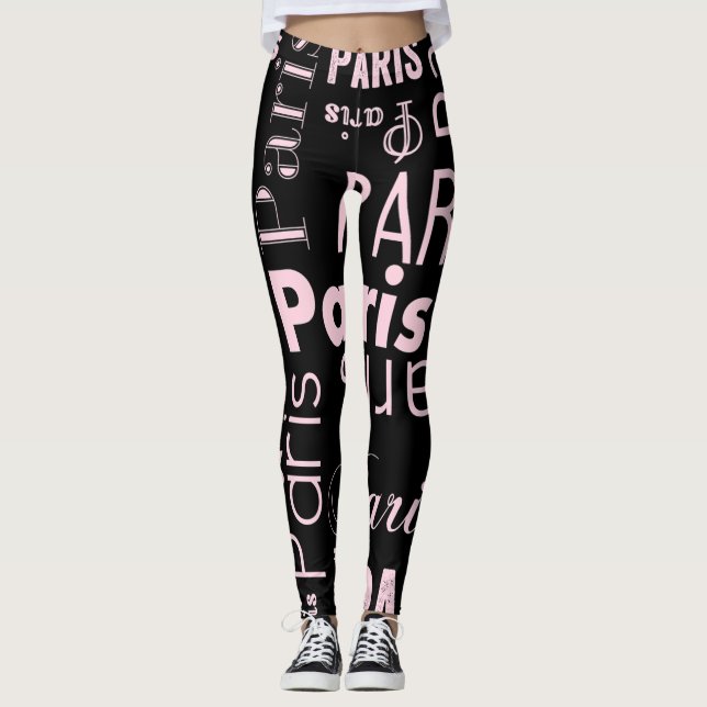 Paris rosa och svart paris  leggings (Framsida)