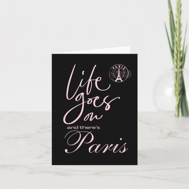 Paris rosa och svart paris tema inbjudan  (Framsida)