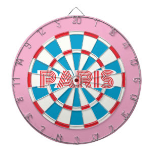 PARIS Rosa Röd Vit och Blå redigerbar text Retro Darttavla